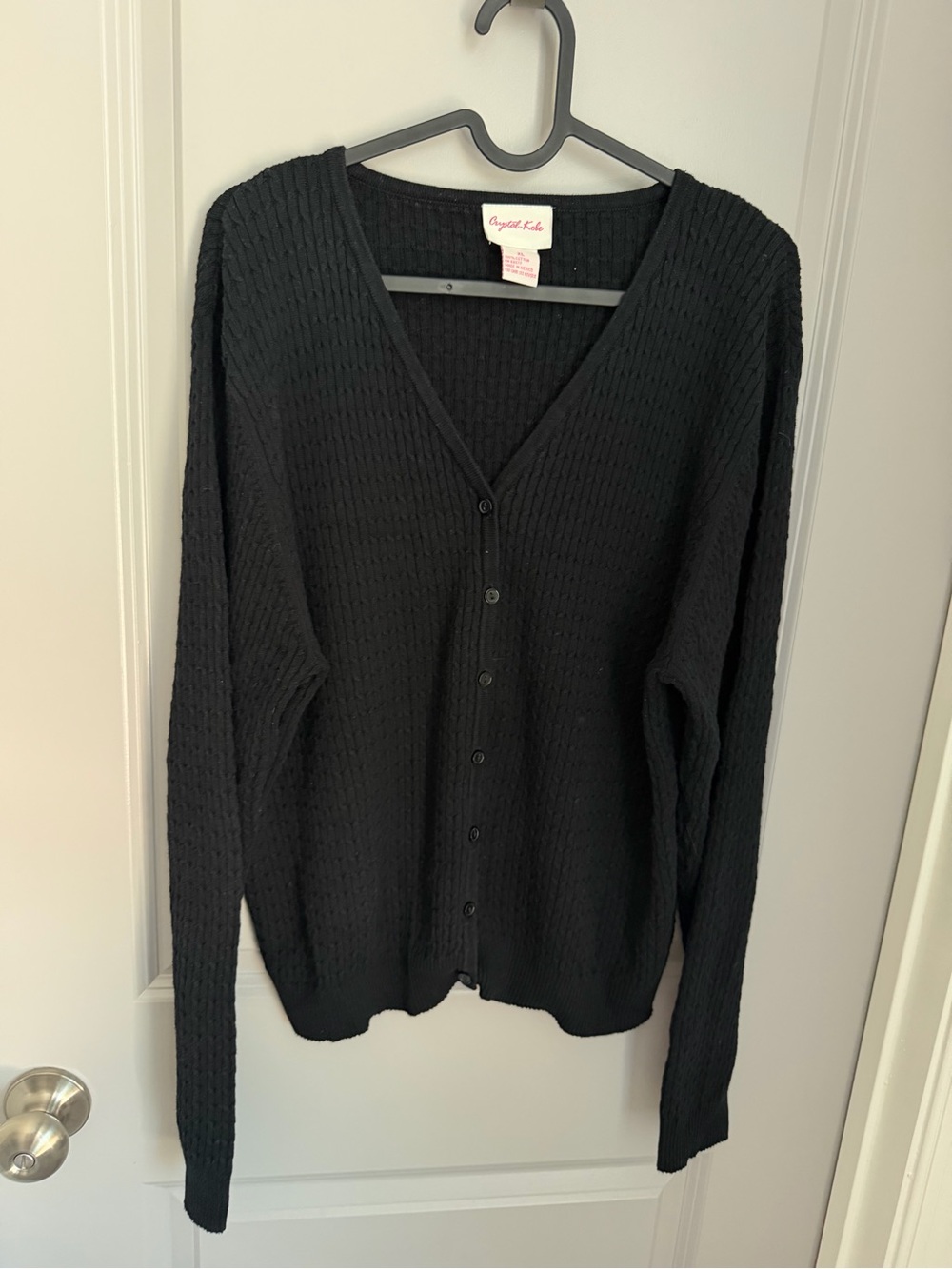 Black V-Neck Button Front Cardigan by August Silk